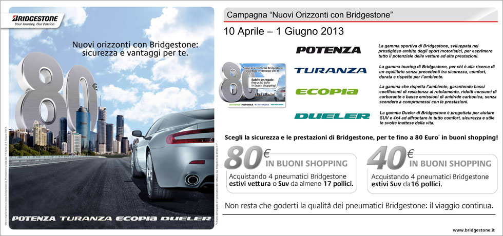 Tufano Gomme Campagna Nuovi orizzonti con Bridgestone